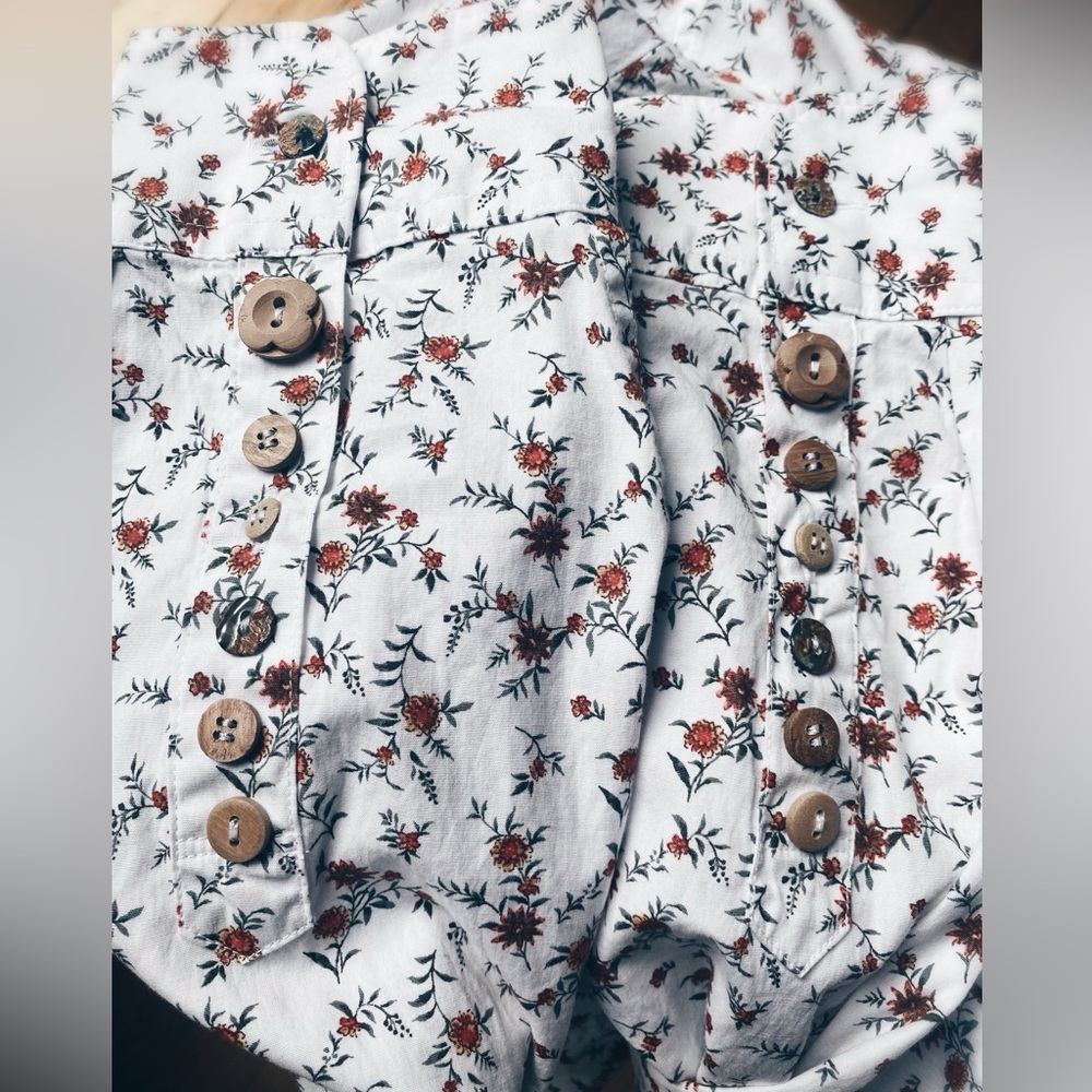 OOAK Artisan Buttondown Mini floral Multi Button - Picture 4 of 11